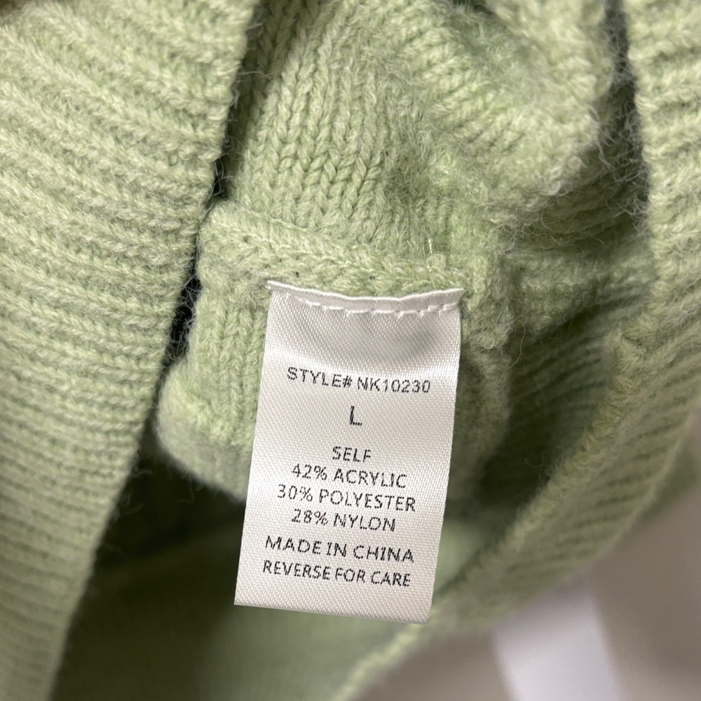 Lumiere Light Green Textured Crew Neck Sweater - Picture 6 of 7